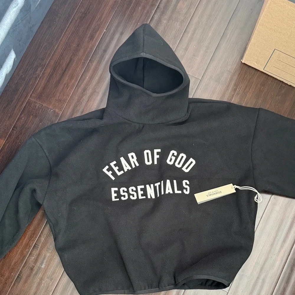 Fear of God Essentials brushed yarn ho black hoodie - Picture 4 of 9